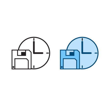 save time logo icon illustration colorful and outlineのイラスト素材