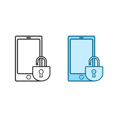 phone lock logo icon illustration colorful and outlineのイラスト素材