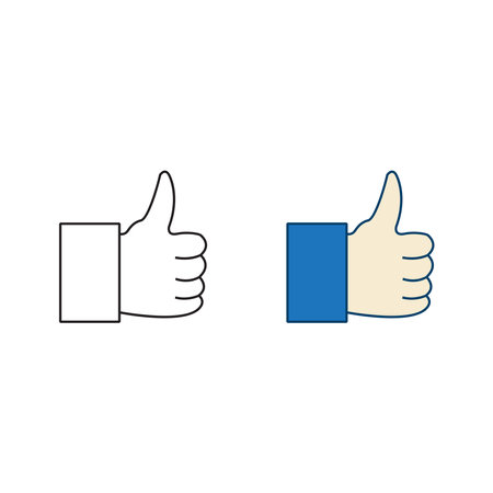 thumb up logo icon illustration colorful and outlineのイラスト素材
