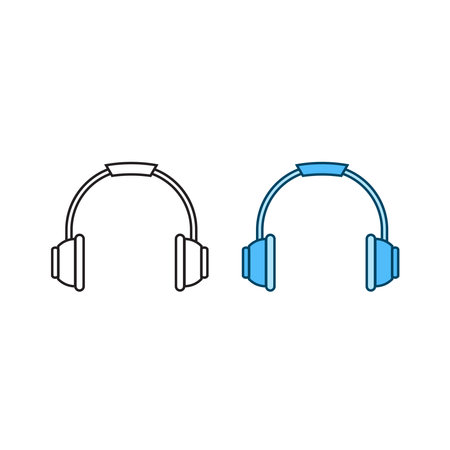 headset logo icon illustration colorful and outlineのイラスト素材