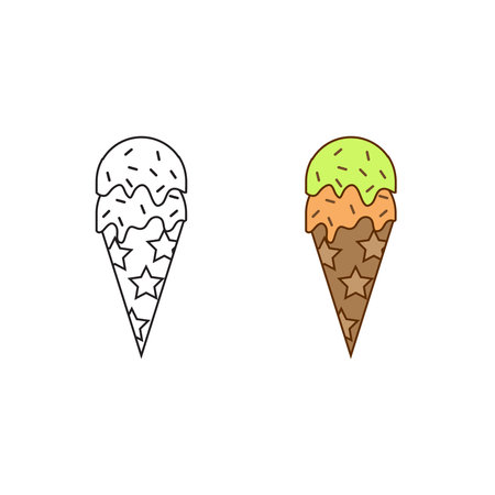 ice cream logo icon illustration colorful and outlineのイラスト素材