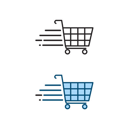 trolley cart logo icon illustration colorful and outlineのイラスト素材