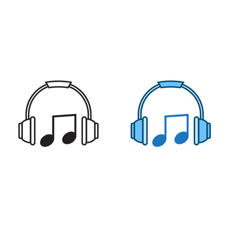 headset logo icon illustration colorful and outlineのイラスト素材