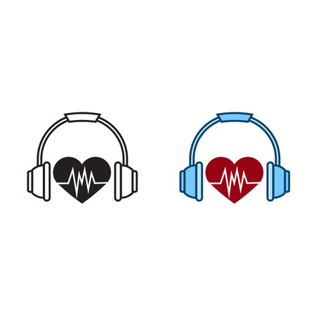 music lover logo icon illustration colorful and outlineのイラスト素材