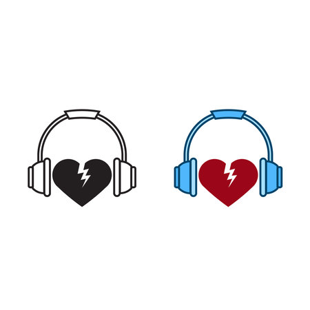 music lover logo icon illustration colorful and outlineのイラスト素材