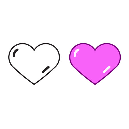 Heart logo icon illustration colorful and outlineのイラスト素材