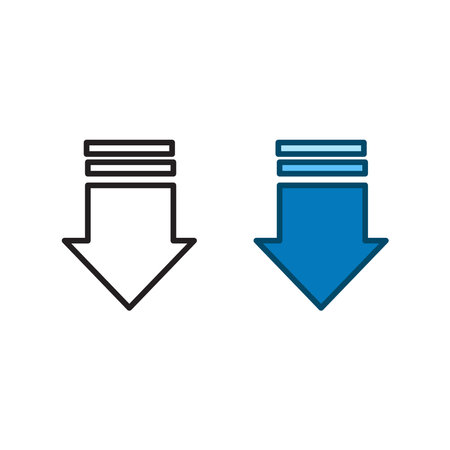 arrow down logo icon illustration colorful and outlineのイラスト素材