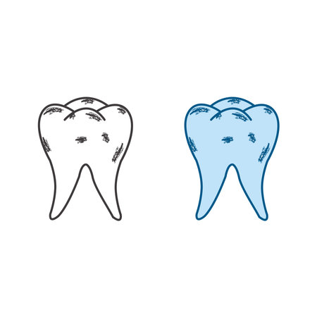 cavity tooth logo icon illustration colorful and outlineのイラスト素材