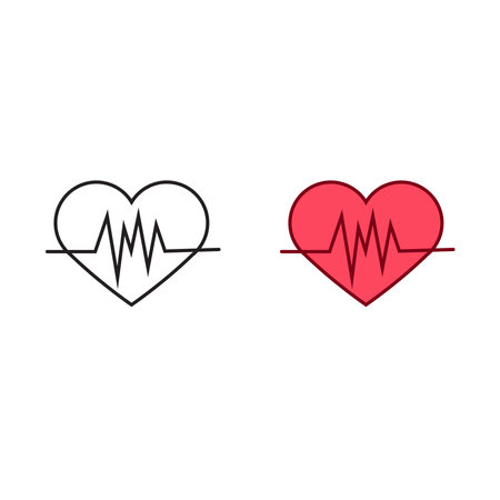 Heart logo icon illustration colorful and outlineのイラスト素材