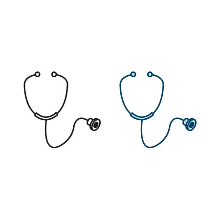 stethoscope logo icon illustration colorful and outlineのイラスト素材