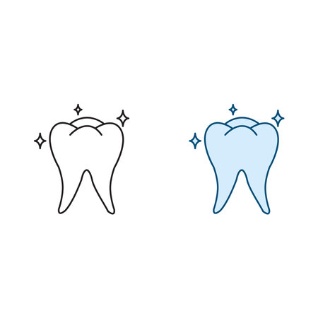 shiny tooth logo icon illustration colorful and outlineのイラスト素材