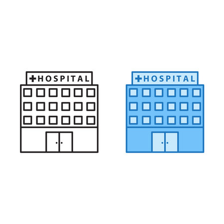 hospital buildings logo icon illustration colorful and outlineのイラスト素材