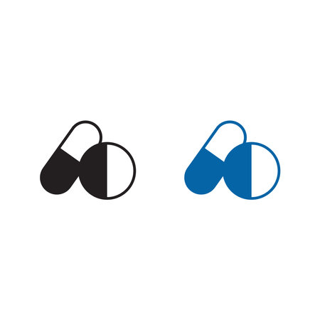 drugs tablet capsule logo icon illustration colorful and outlineのイラスト素材