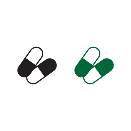 drugs tablet capsule logo icon illustration colorful and outlineのイラスト素材