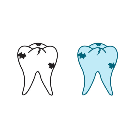 caries tooth logo icon illustration colorful and outlineのイラスト素材