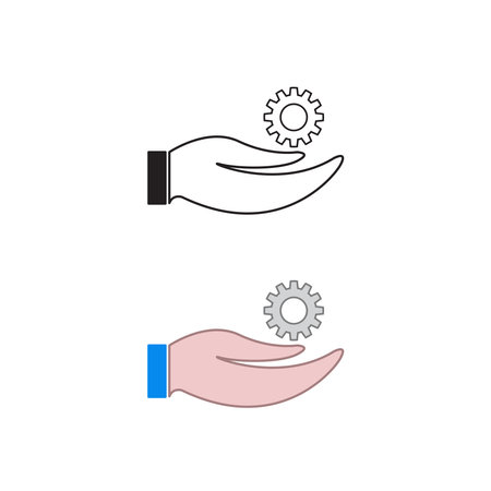 hand gear logo icon illustration colorful and outlineのイラスト素材