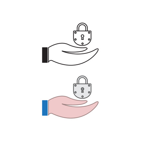 hand padlock logo icon illustration colorful and outlineのイラスト素材