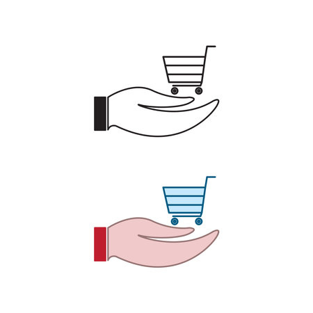 hand trolley logo icon illustration colorful and outlineのイラスト素材