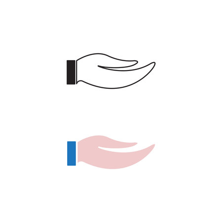 hand palm logo icon illustration colorful and outlineのイラスト素材
