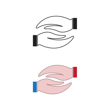 hand palm logo icon illustration colorful and outlineのイラスト素材