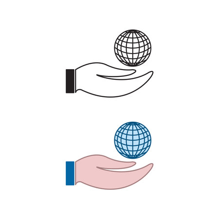 hand earth logo icon illustration colorful and outlineのイラスト素材