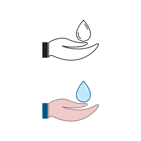 hand water logo icon illustration colorful and outlineのイラスト素材