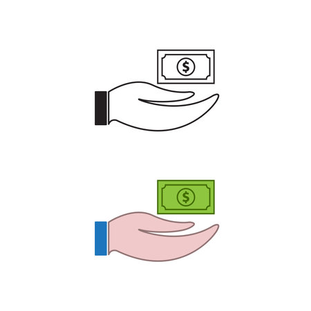 hand money logo icon illustration colorful and outlineのイラスト素材