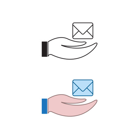hand mail logo icon illustration colorful and outlineのイラスト素材