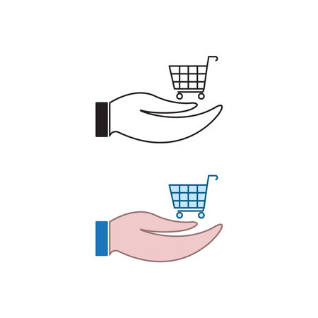 hand trolley logo icon illustration colorful and outlineのイラスト素材