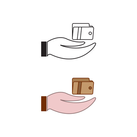 hand wallet logo icon illustration colorful and outlineのイラスト素材