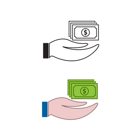 hand money logo icon illustration colorful and outlineのイラスト素材