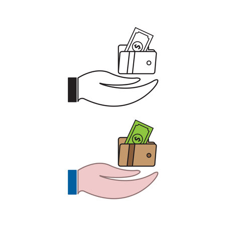 hand wallet money logo icon illustration colorful and outlineのイラスト素材