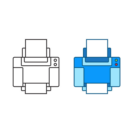 printer logo icon illustration colorful and outlineのイラスト素材