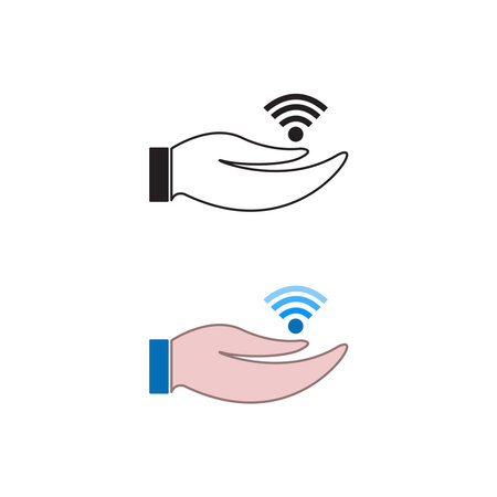 hand hotspot logo icon illustration colorful and outlineのイラスト素材