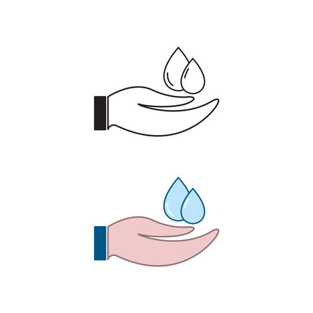 hand water logo icon illustration colorful and outlineのイラスト素材