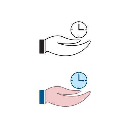 hand clock logo icon illustration colorful and outlineのイラスト素材