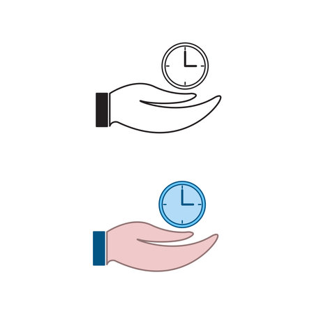 hand clock logo icon illustration colorful and outlineのイラスト素材