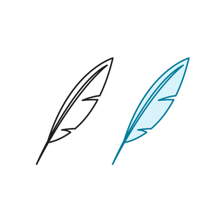 feather logo icon illustration colorful and outlineのイラスト素材
