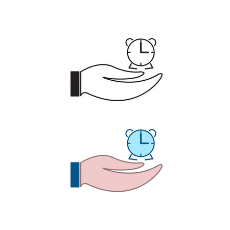 hand clock logo icon illustration colorful and outlineのイラスト素材