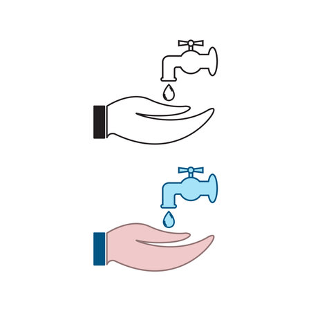 hand wash logo icon illustration colorful and outlineのイラスト素材