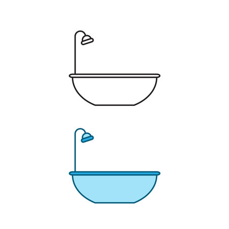 bathtub logo icon illustration colorful and outlineのイラスト素材