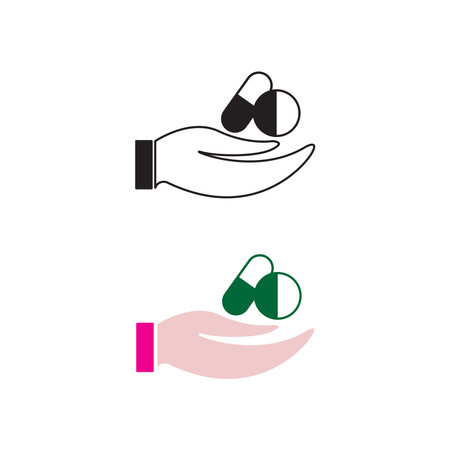 hand drugs logo icon illustration colorful and outlineのイラスト素材