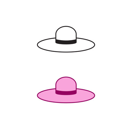 beach hat logo icon illustration colorful and outlineのイラスト素材