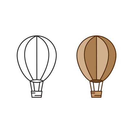 hot air balloon logo icon illustration colorful and outlineのイラスト素材