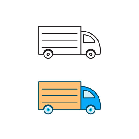 delivery car logo icon illustration colorful and outlineのイラスト素材
