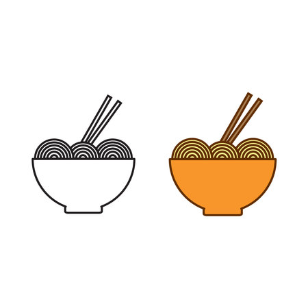 noodles logo icon illustration colorful and outlineのイラスト素材