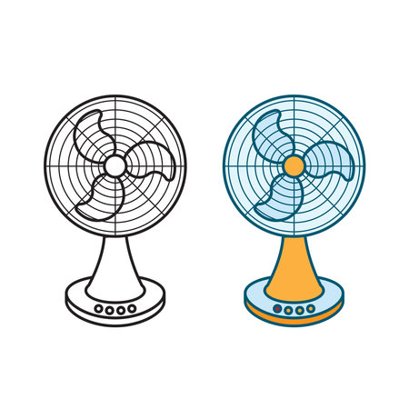 desk fan logo icon illustration colorful and outlineのイラスト素材
