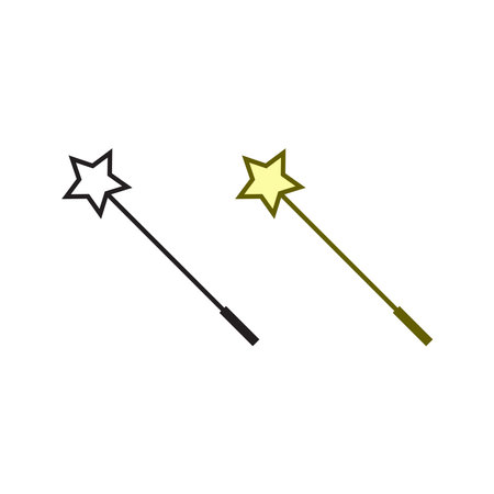magic star stick logo icon illustration colorful and outlineのイラスト素材
