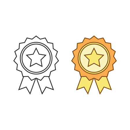badge star logo icon illustration colorful and outlineのイラスト素材