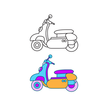 motorcycle logo icon illustration colorful and outlineのイラスト素材